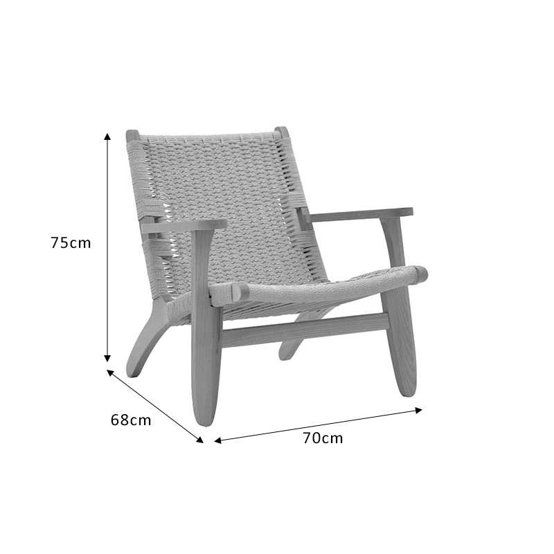 Fotoliu Chiara lemn de fag culoare lemn natural - scaun franghie culoare lemn naturala 70x68x75cm