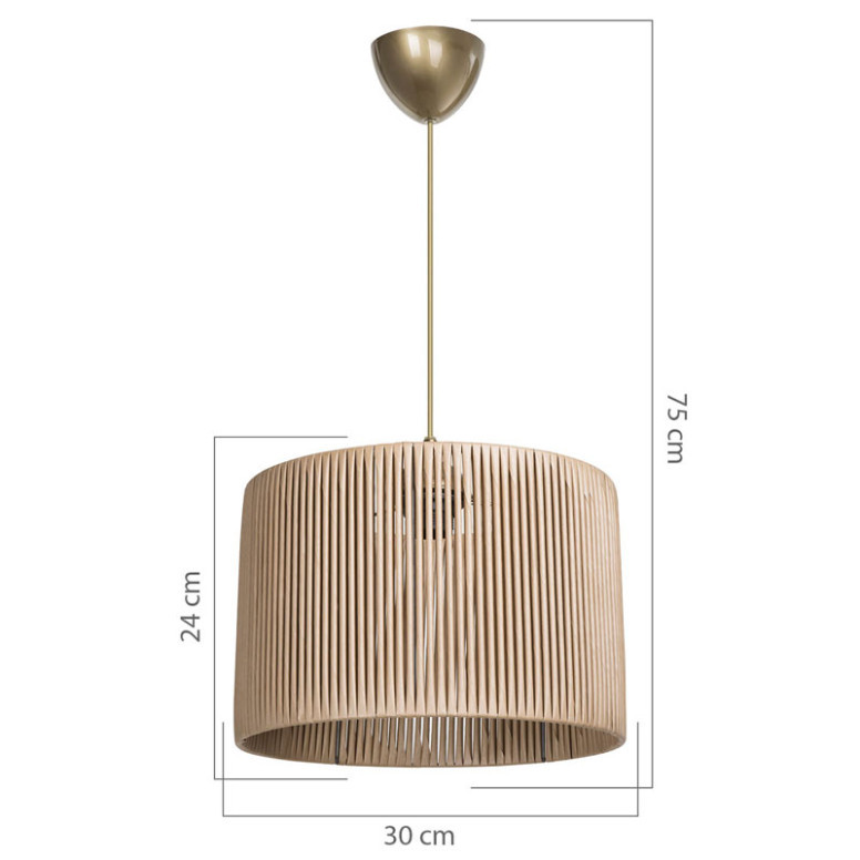 Lustra cu o singura lumina PWL-1118, E27 natural, 30x75 cm