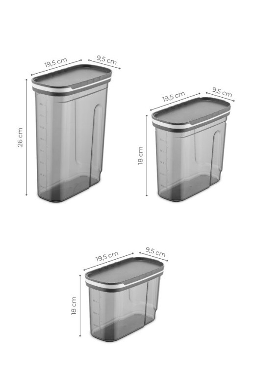 Set 9 cutii de depozitare alimente BNM9luerzak, Antracit