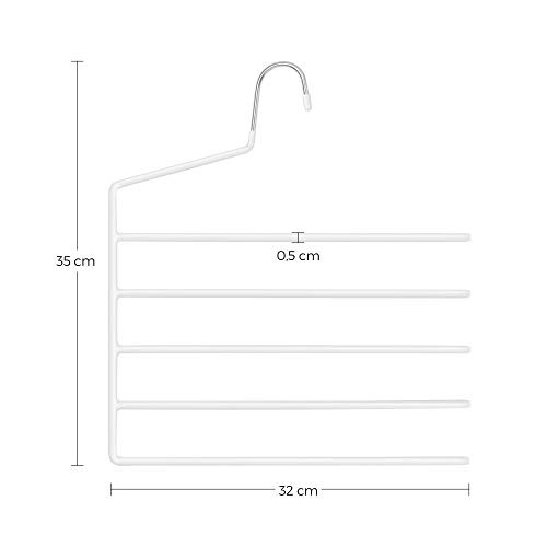 Set de 4 umerase cu 5 bare din metal, Songmics, Alb, 35x0.5x32 cm