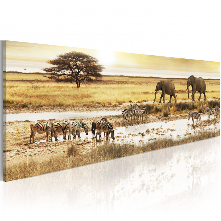 Tablou - Africa: at the waterhole 135x45 cm
