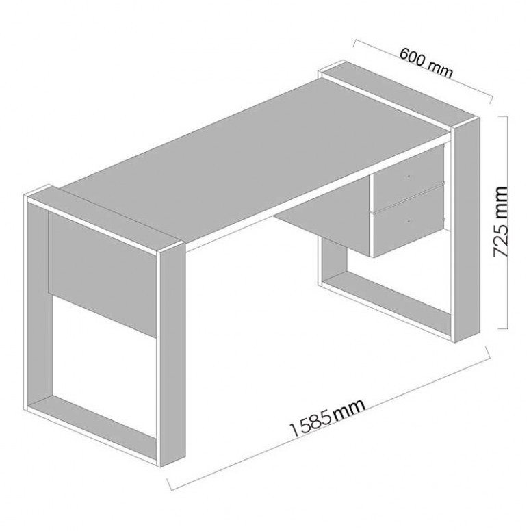 Birou PWF-0311 Walnut - Alb 158.5x60x72.5 cm