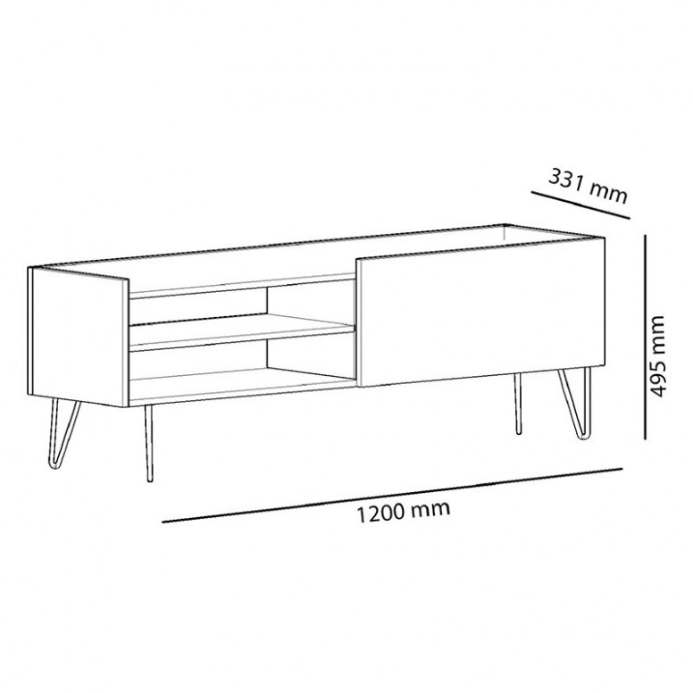 Comoda TV Veronica Alb-Oak 120x33x49.5 cm