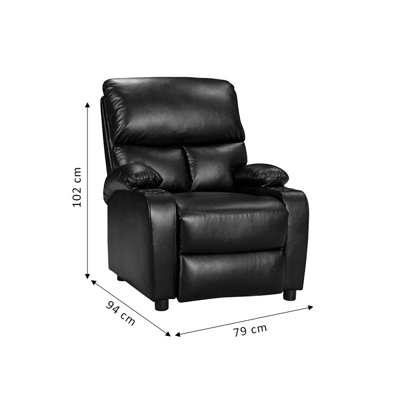 Fotoliu relax Gartia piele ecologica negru 79x94x102cm