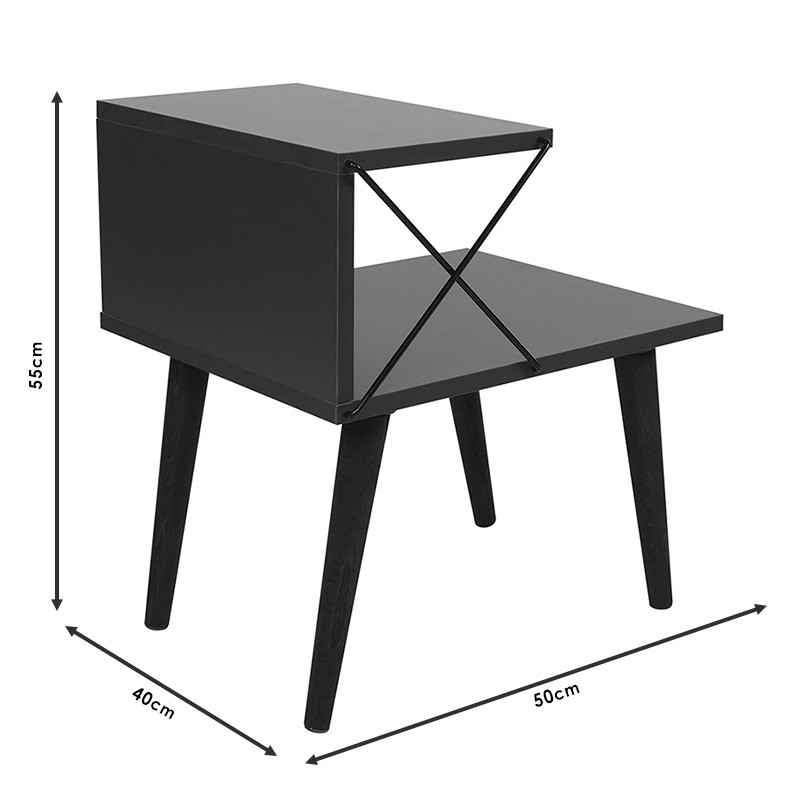 Noptiera deschisa Gather antracit - culoarea nuc 50x40x55cm