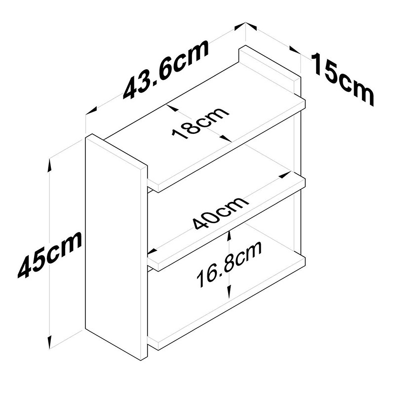 Raft de perete Anthia, culoarea nuc - alb 43.5x15x45cm