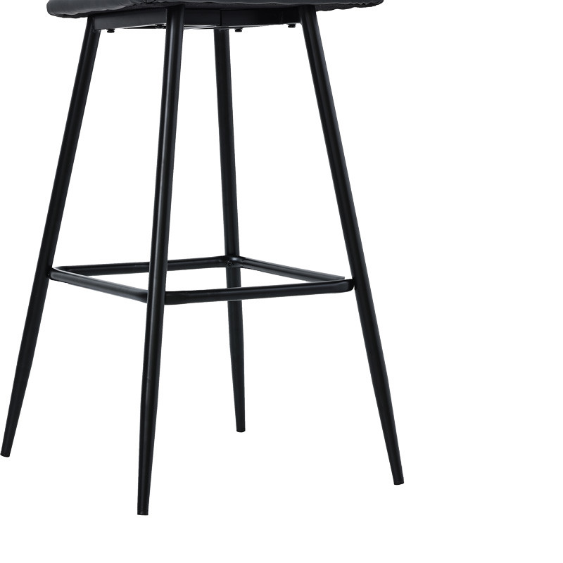 Scaun de bar Camilla plastic ratan culoare lemn natural - piele ecologica negru - metal negru 47.5x58x117cm