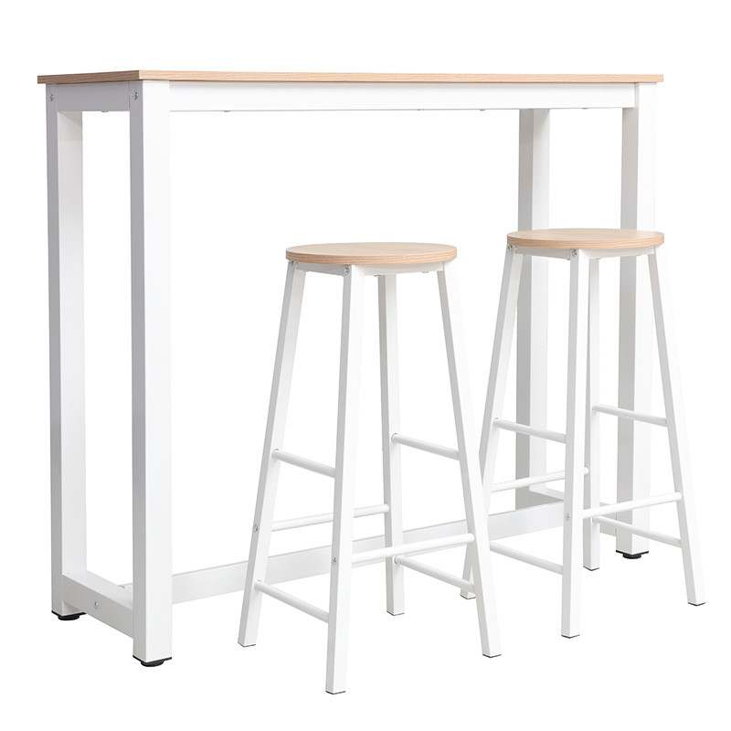 Set bar masa si scaune pentru sufragerie Marle culoare lemn natural - alb picior 120x40x100cm