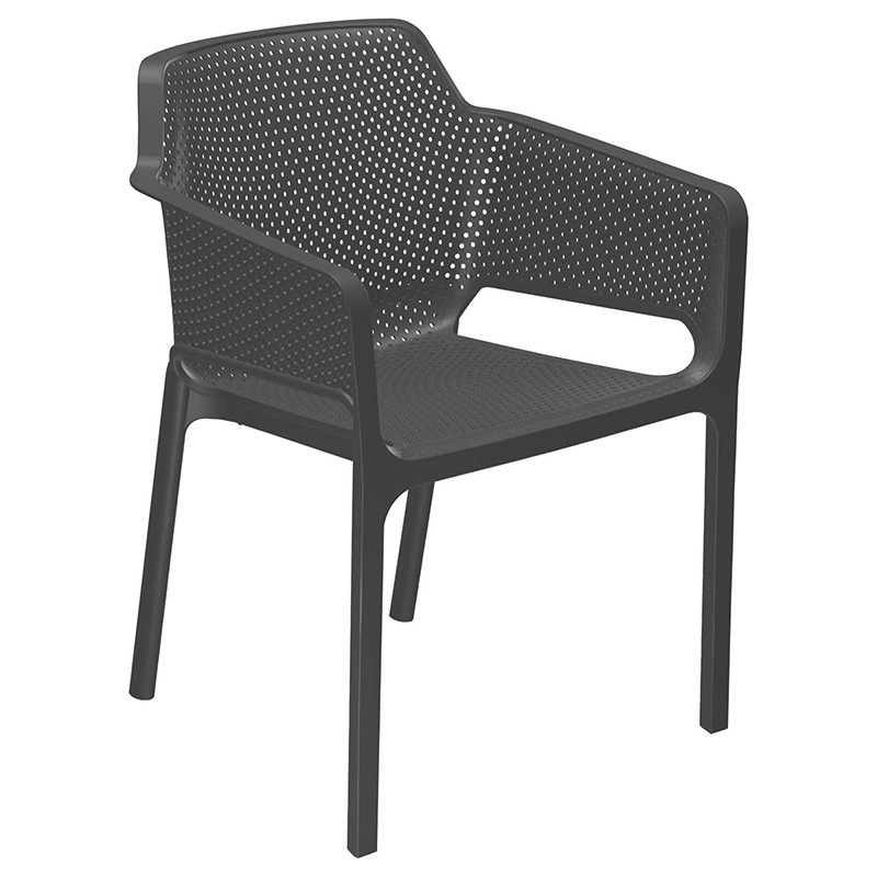 Set de gradina masa si scaune Groovy, Integral set 3 piese plastic gri inchis 80x80x74.5cm