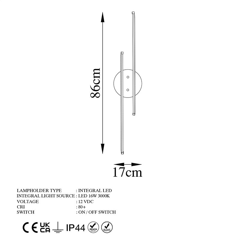 Aplica Expedition LED 16W auriu 17x5x86cm