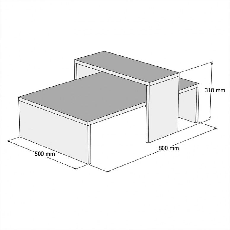 Masuta de Cafea Glow Gri 80x50x32 cm