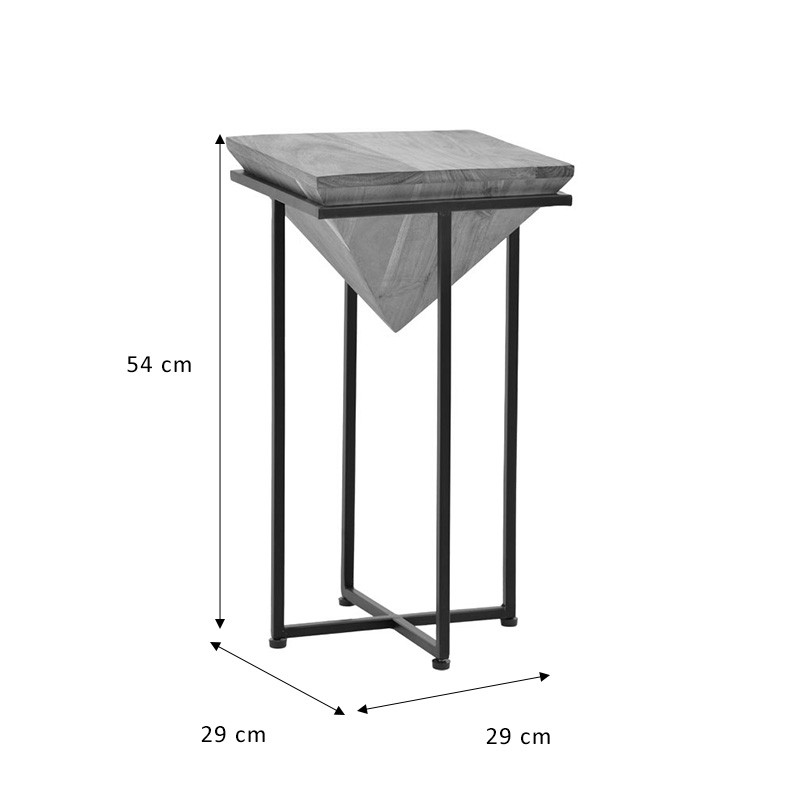 Masuta laterala Miles lemn masiv de acacia, culoarea nuc - negru 29x29x54cm