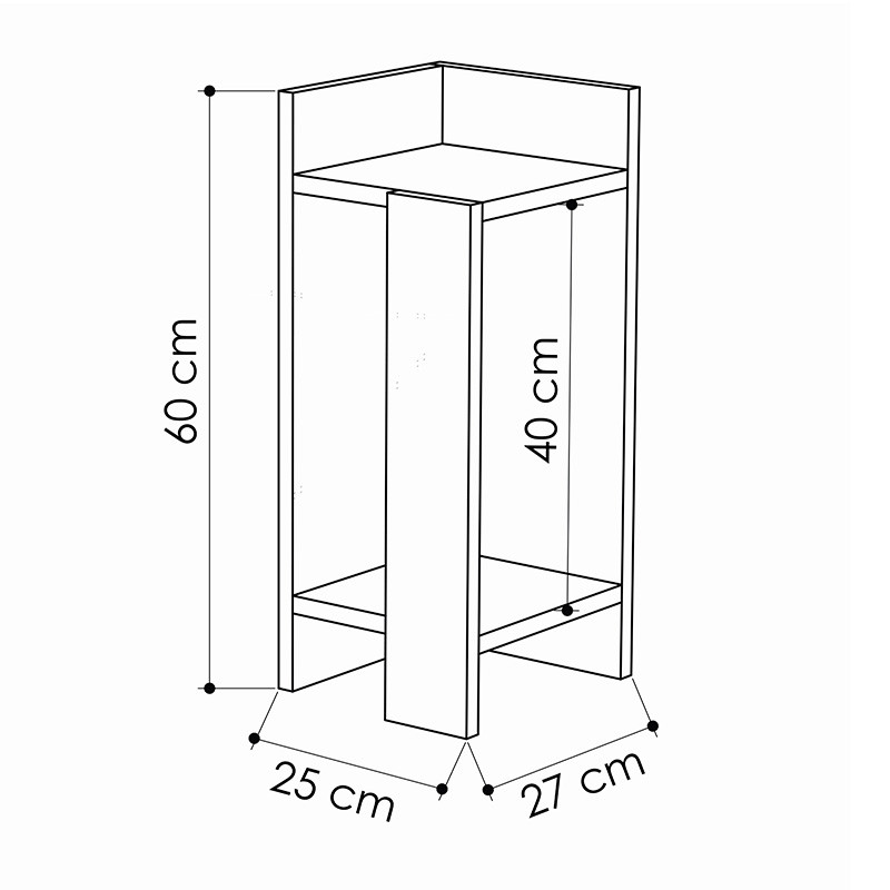 Set 2 Noptiere Immerse stejar - antracit 27x25x60cm