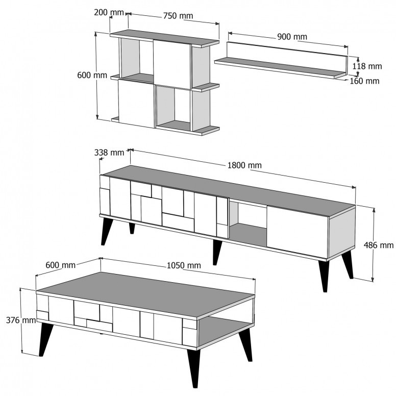 Set Complet Living Madrid Walnut-Antracit