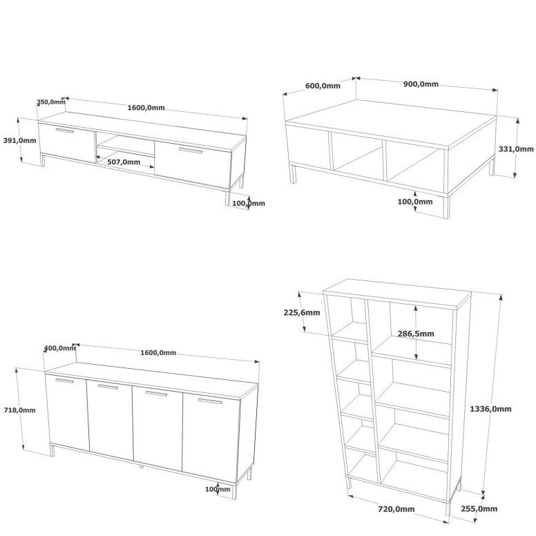 Set de mobilier pentru living RL6-AA, Pin atlantinc- Antracit