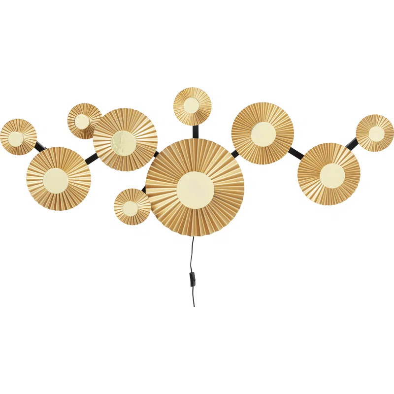 Aplica de perete Talpe, 10 lumini, metal, auriu, 60 x 160 x 33 cm