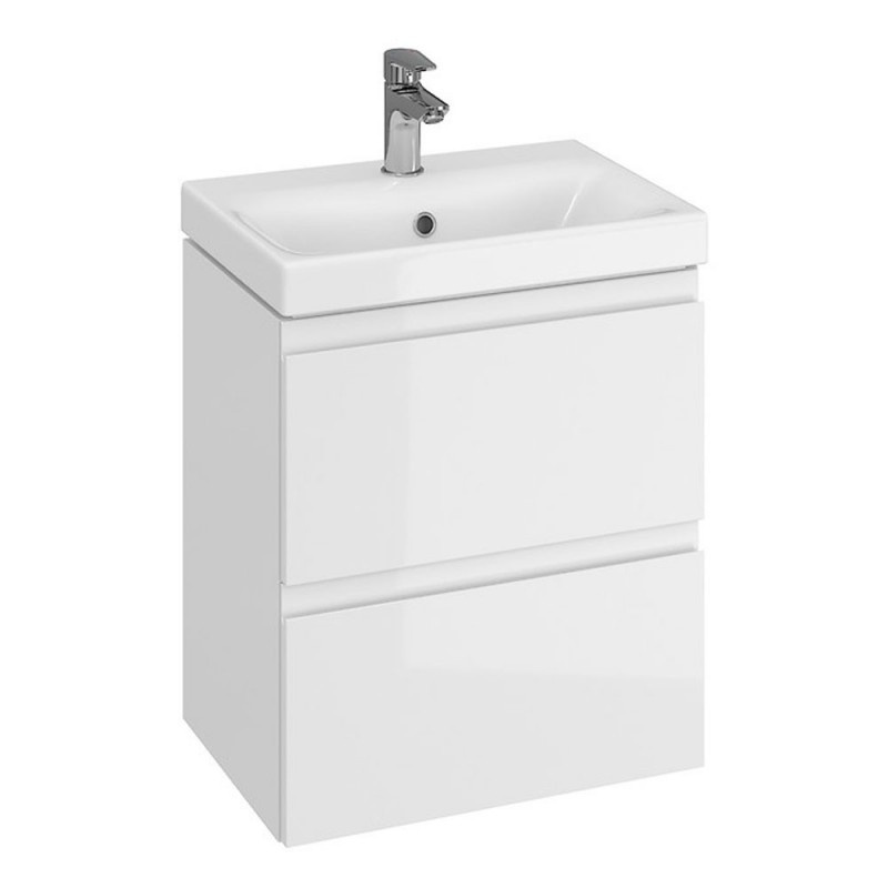 Baza si lavoar CS9831 Slim, suspendat, sertare, alb, 49.5x35x62 cm