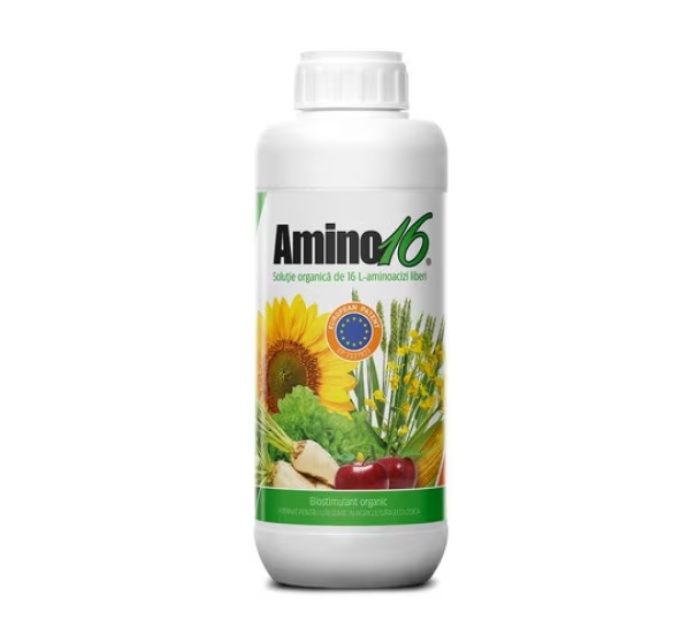 Biostimulator organic, Ingrasamant foliar (Bio) Amino16, pentru gradina, gazon, pomi fructiferi, culturi de cereale, legume, 1 Litru, certificat si
