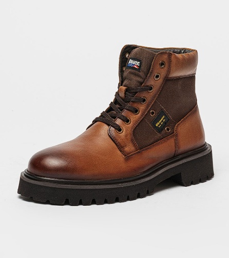 Blauer, Ghete de piele cu insertii textile Buxton, Maro cognac, 44, Resigilat, Grad A