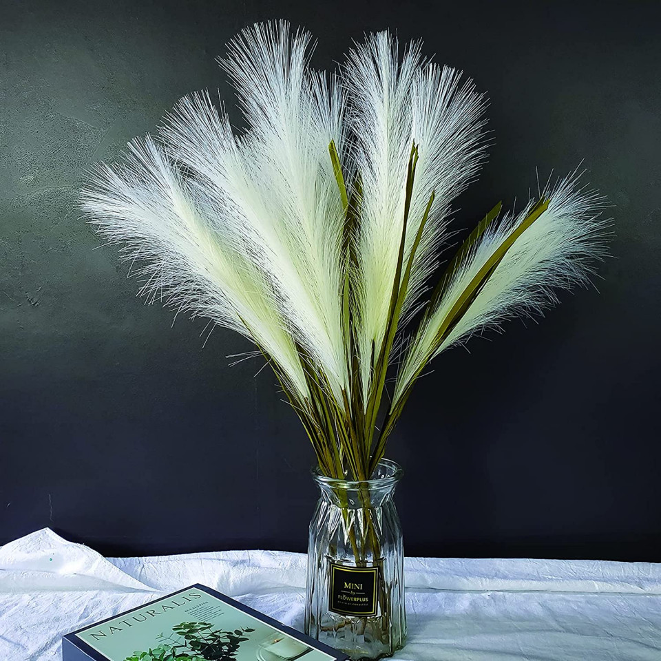 Buchet flori artificiale Beau Jour, matase/hartie/metal, alb/verde, 5 fire, 70 cm Accesorii