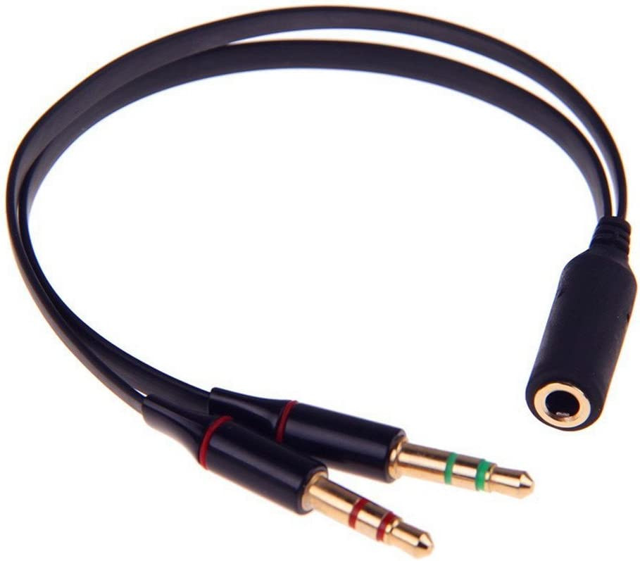 Cablu Audio Smartera Jack 3.5mm tata la 2x 3.5mm mama, aur 24K, negru, 20 cm 24K imagine noua idaho.ro