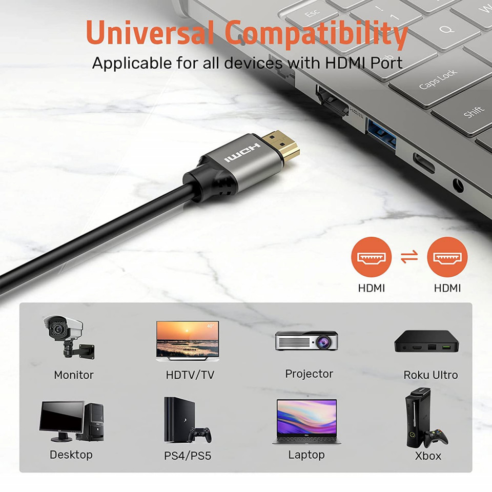 Poze Cablu HDMI Alxum, 8K, negru/gri, 2 m
