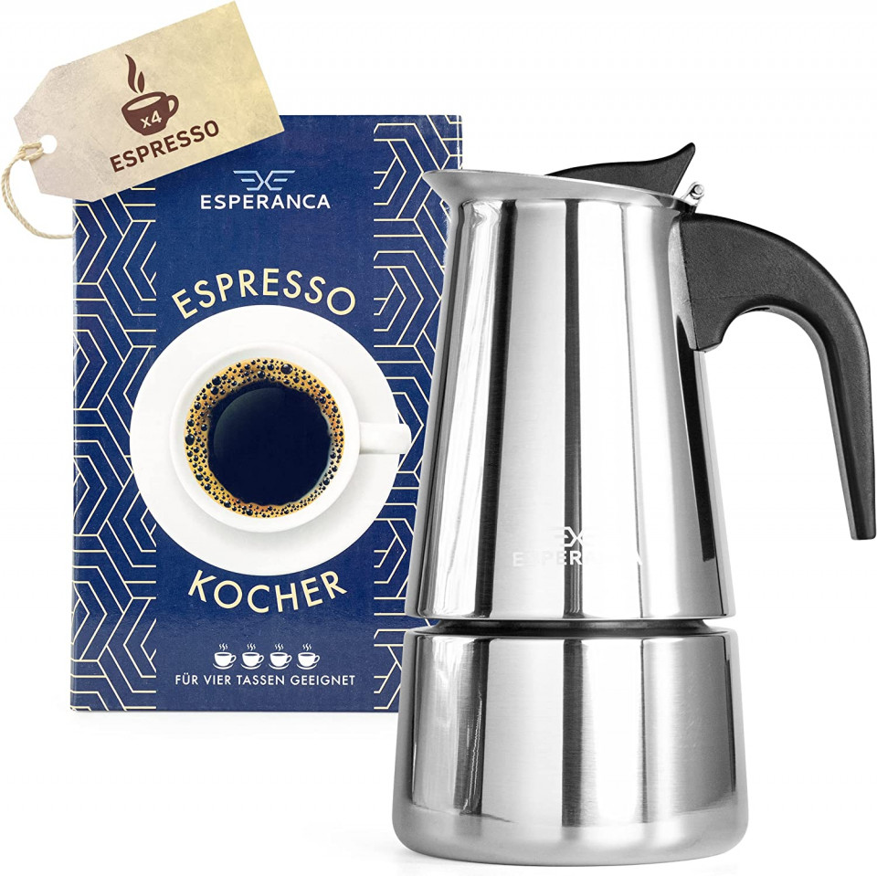 Cafetiera Esperanca, otel inoxidabil, argintiu, 200 ml, 18 cm