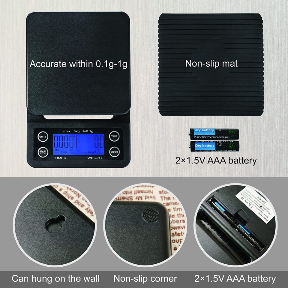 Poze Cantar digital pentru bucatarie Bemece, plastic/cauciuc, negru, 12,9 x 19,5 x 3 cm