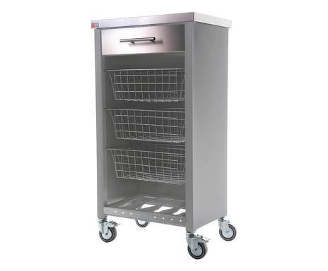 Carucior de bucatarie CHELSEA, cu rotile, otel inoxidabil, argintiu, 34 x 48 x 93 cm Argintiu