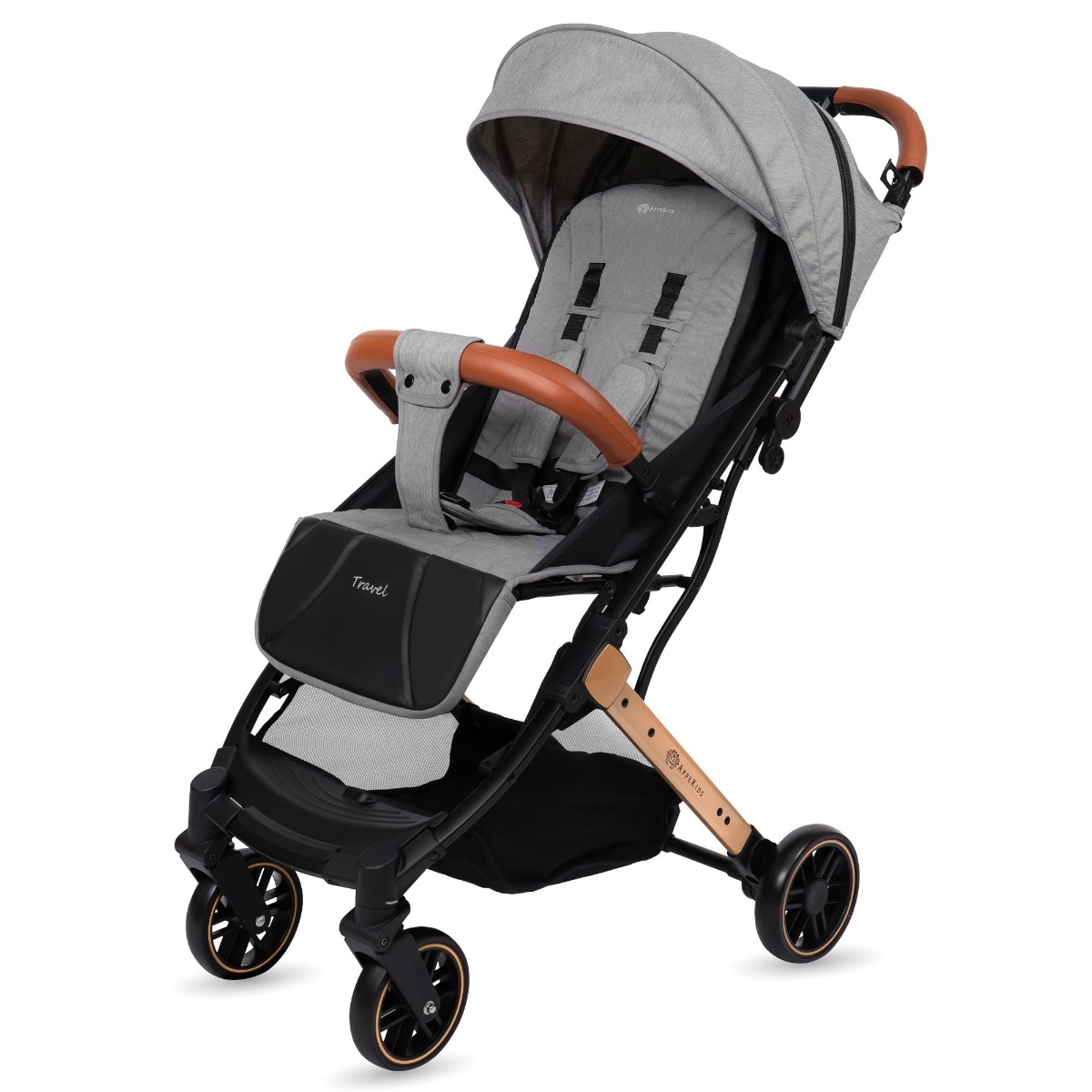Carucior Sport AppeKids Travel, Ultracompact, Tip Troller - Grey, reglabil 3 pozitii, +6 luni - 3 ani