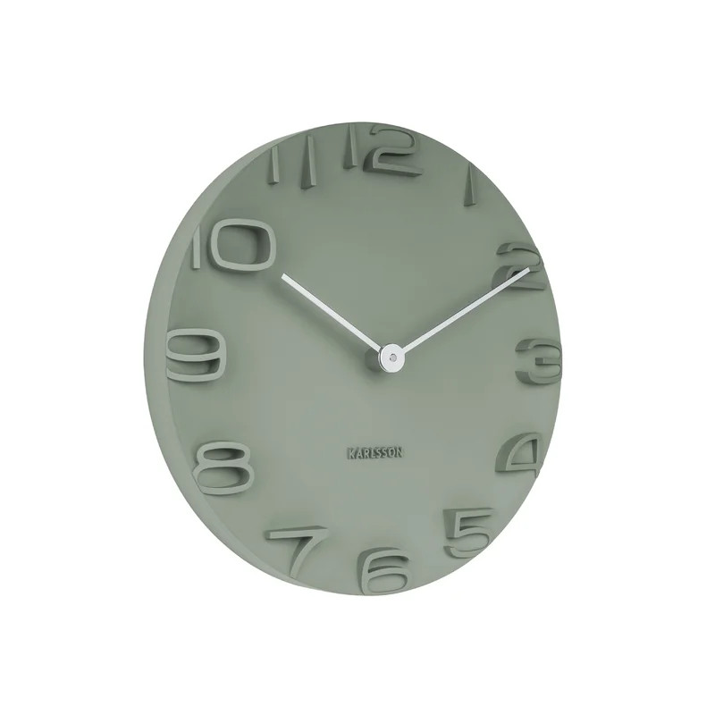 Ceas de perete Karlsson, plastic/metal, verde, rotund, 42 cm