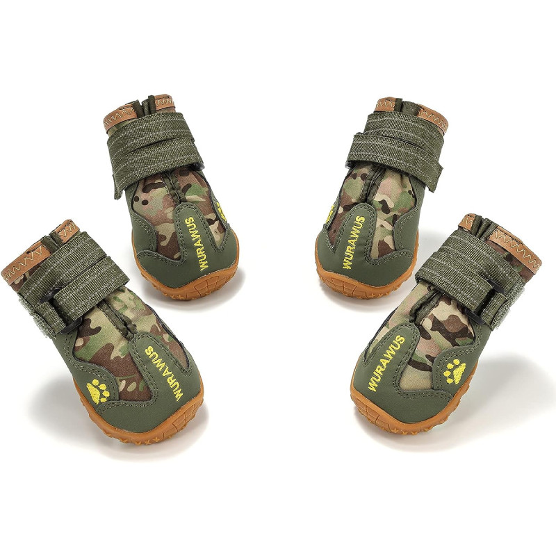 Cizme antiderapante impermeabile pentru caini Glaray, cauciuc siliconic/poliester, camuflaj, marimea 5