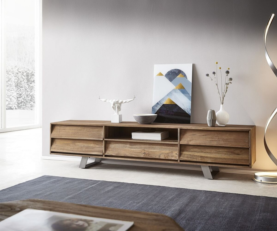 Comoda TV Willesden, lemn masiv, natur, 200 x 45 x 40 cm chilipirul-zilei.ro/ imagine model 2022