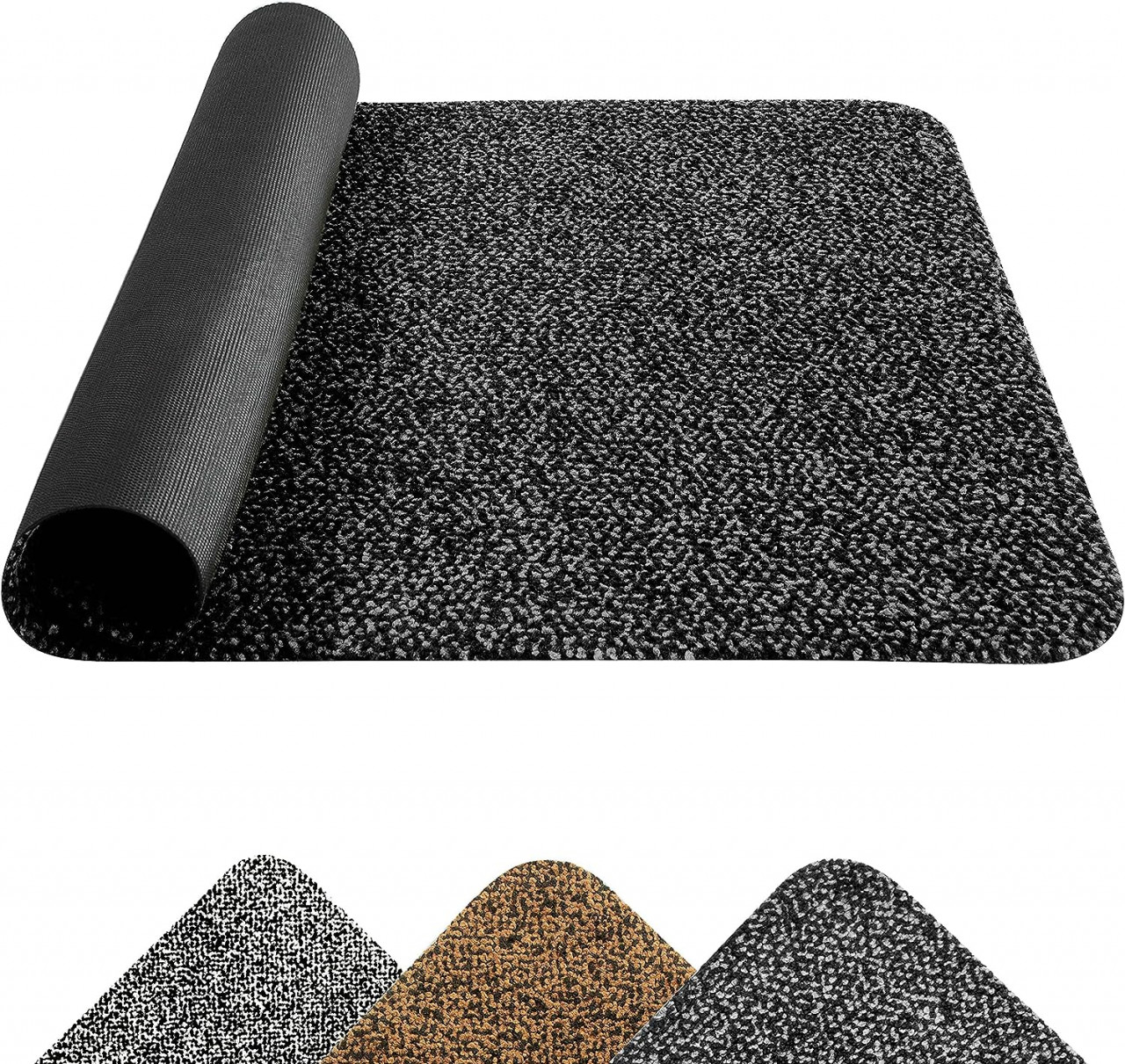 Covoras antiderapant Mibao, polipropilena, gri/negru, 60 x 40 cm