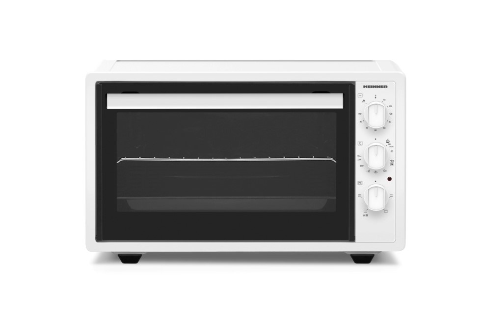 Cuptor electric Heinner HCE-S37WH, 1650W, capacitate 37l, 220°C, 4 functii de gatire, timer, grill, accesorii: gratar si tava de copt, Alb, LIPSA
