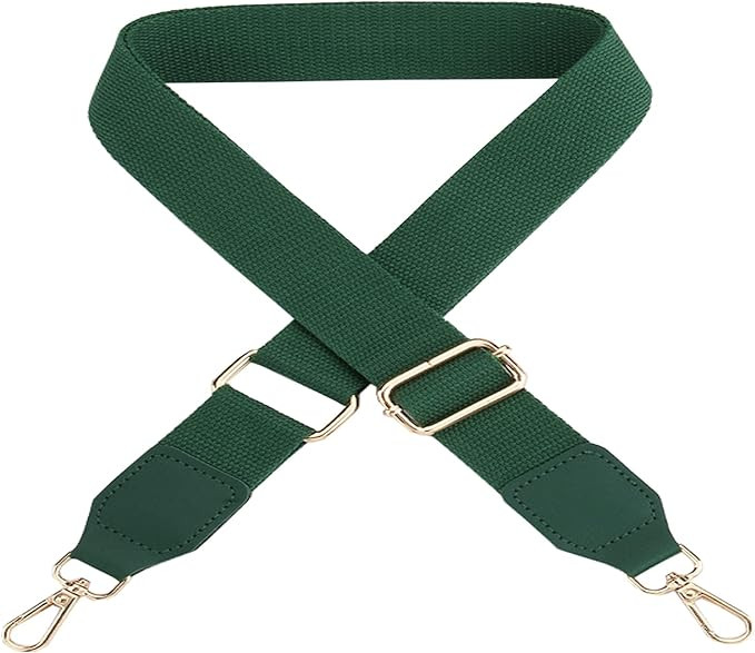 Curea de umar reglabila pentru geanta KEUNGSHEK, nailon/metal, verde/argintiu, 75-145 x 3,8 cm