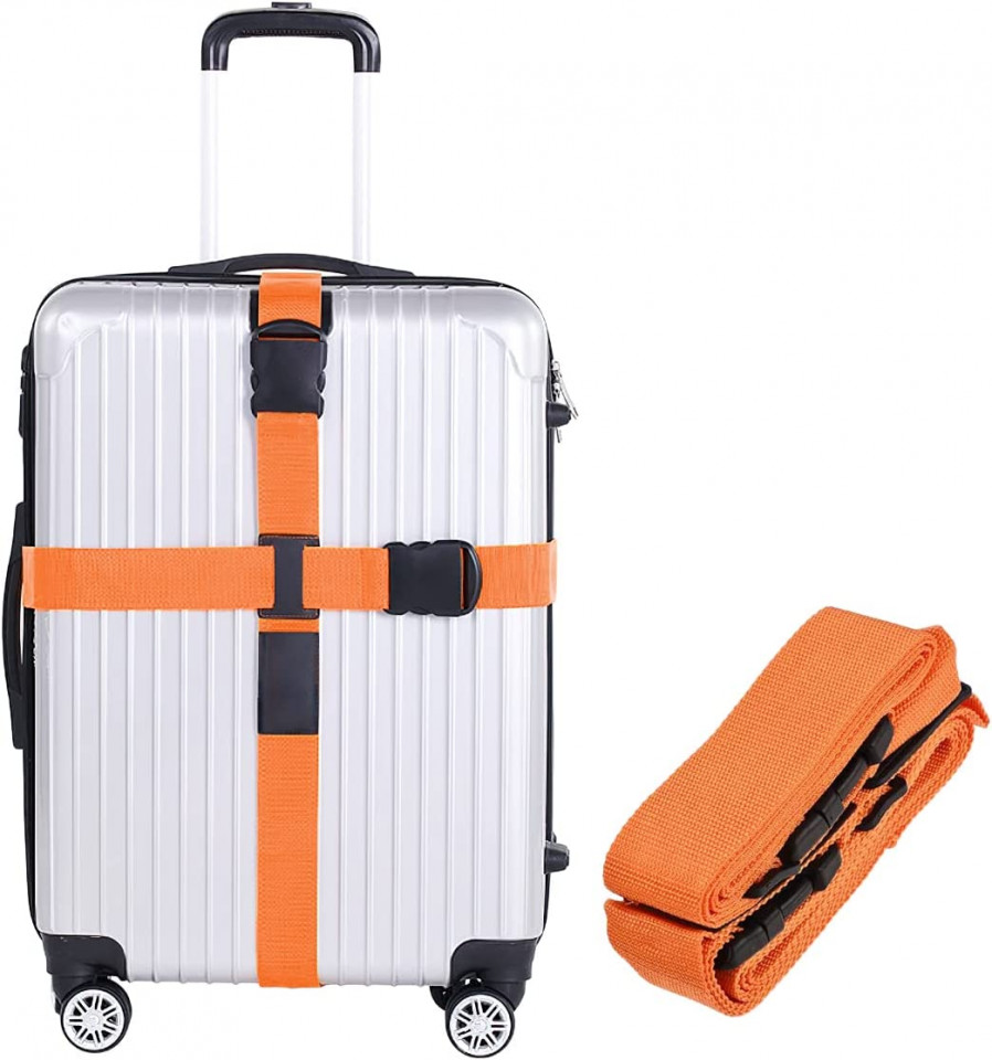 Curea reglabila pentru bagaje XiXiRan, nailon/plastic, portocaliu Accesorii imagine noua