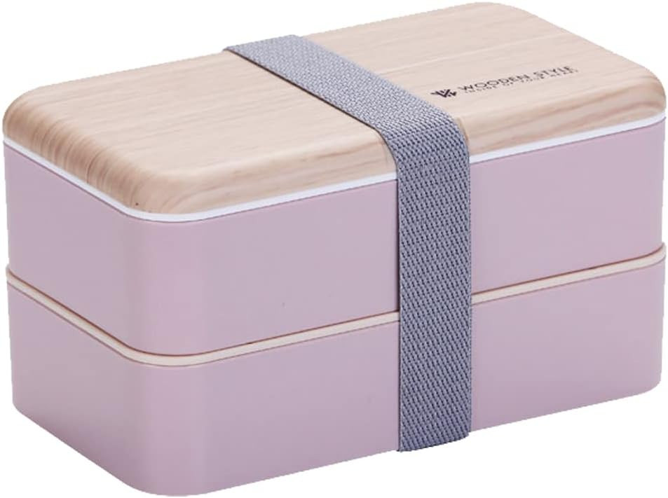 Cutie de pranz cu 2 nivele Homchen, plastic, roz, 18,5 x 10,5 x 9,2 cm