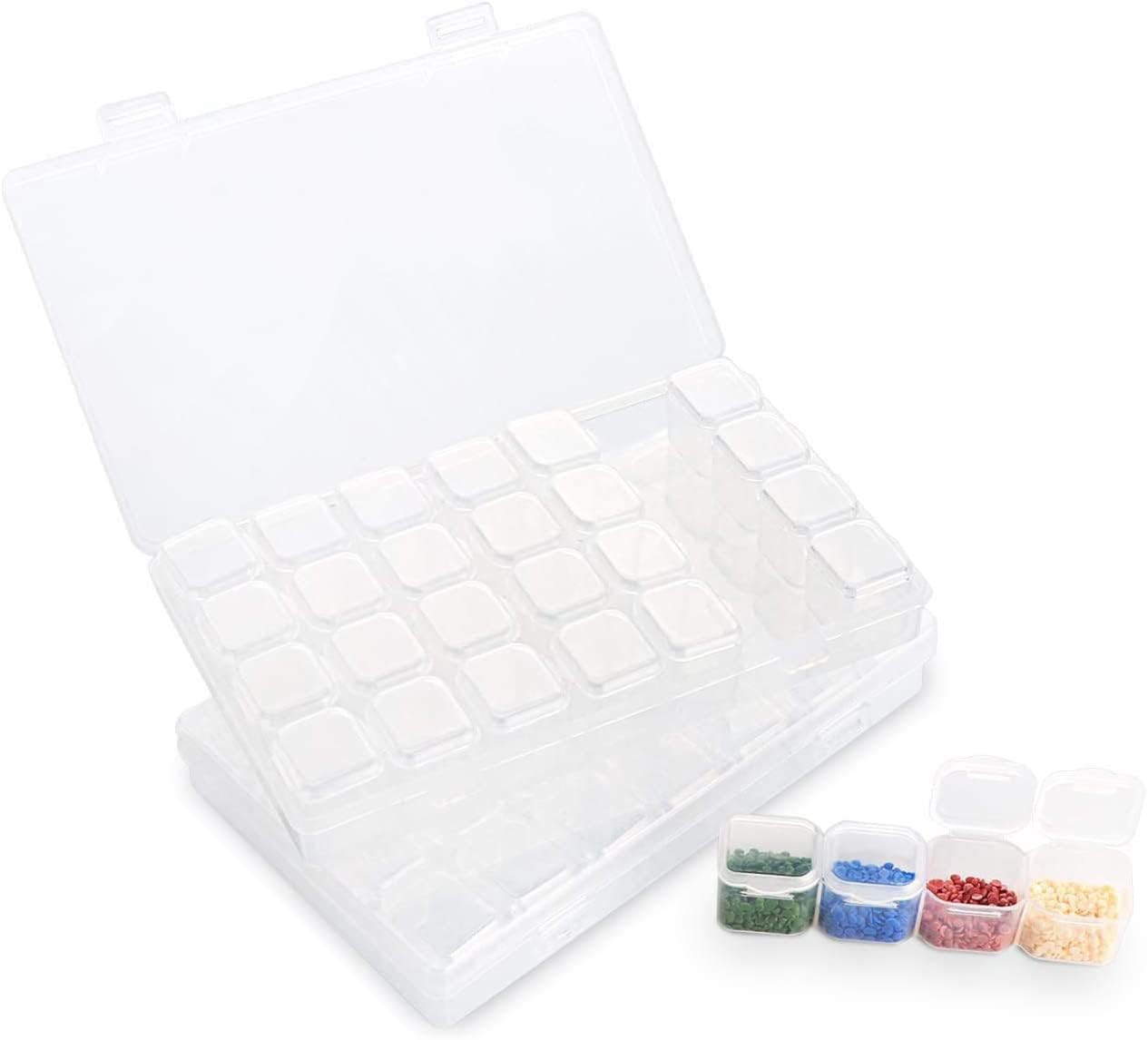 Cutie organizatoare cu 28 de grile pentru proiecte DIY Ilauke, plastic, transparent, 11,2 x 17,5 x 2,8 cm