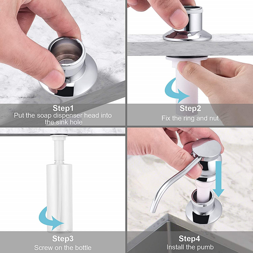 Poze Dozator de sapun pentru chiuveta Samodra, crom, metal/plastic, 8 cm