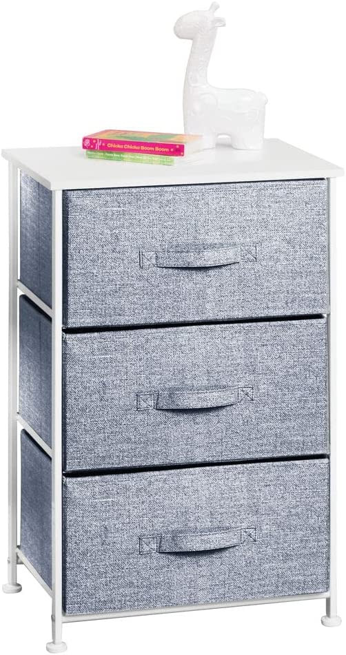 Dulapior organizator cu 3 compartimente MDesign, plastic/MDF/textil, alb/albastru, 73 x 45 x 30,5 cm