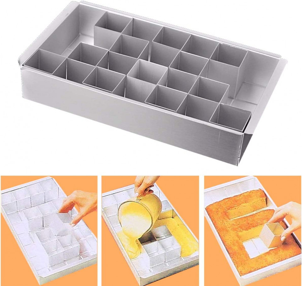 Poze Forme pentru prajituri AOBETAK, aluminiu, argintiu, 29,5 x 17,2 x 5,4 cm