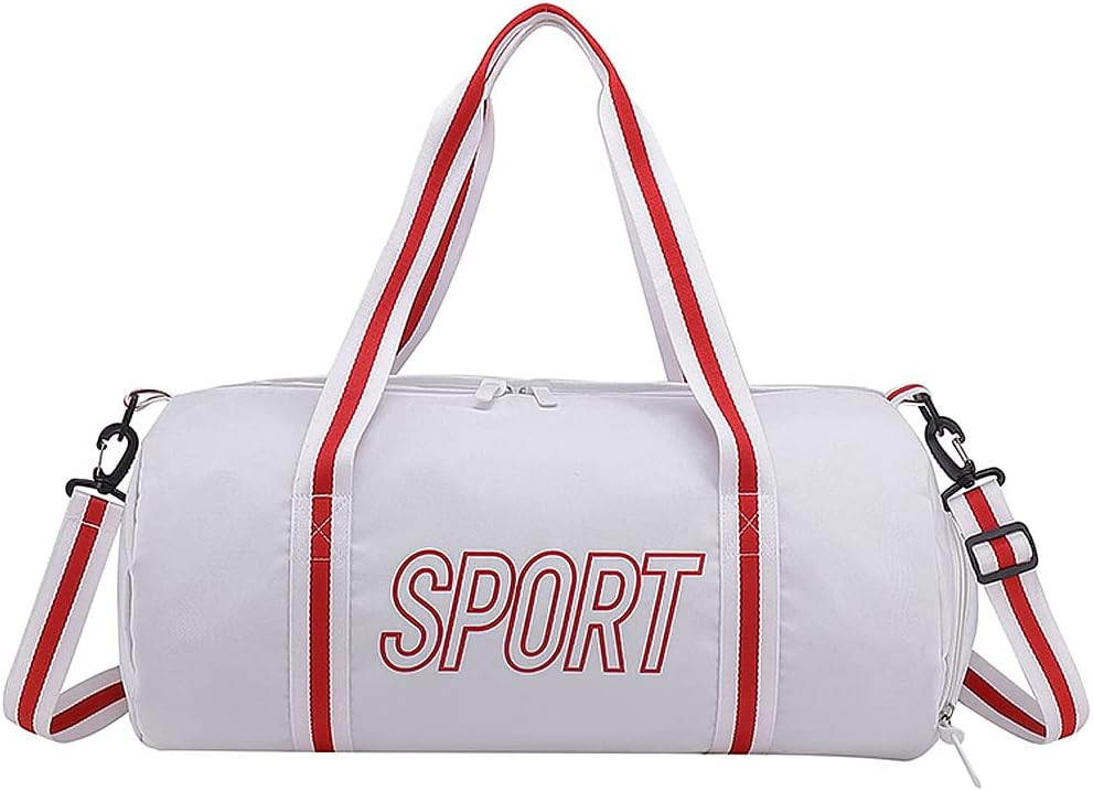Geanta de calatorie pliabila WANYI, tesatura oxford, alb/rosu, 46 x 23 x 25 cm