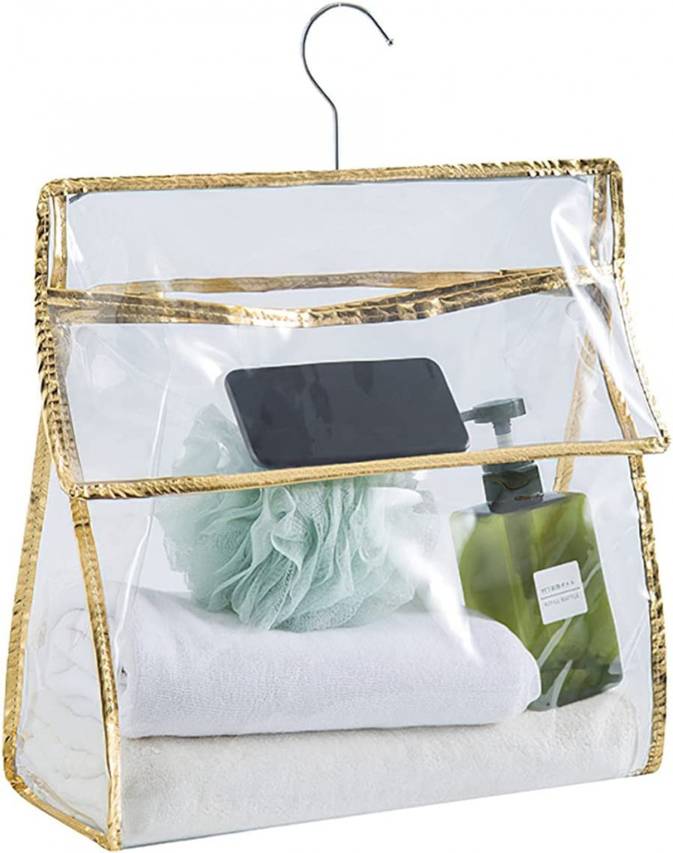 Geanta pentru baie XiXiRan, transparent, TPU, 38 x 39 x 17 cm