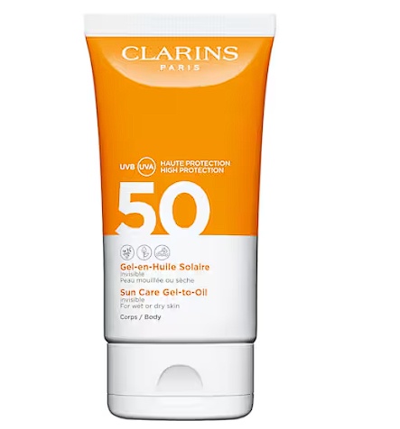 Gel cu protectie solara Clarins Sun Care Gel-to-Oil, SPF 50, 150 ml, Resigilat, Grad A