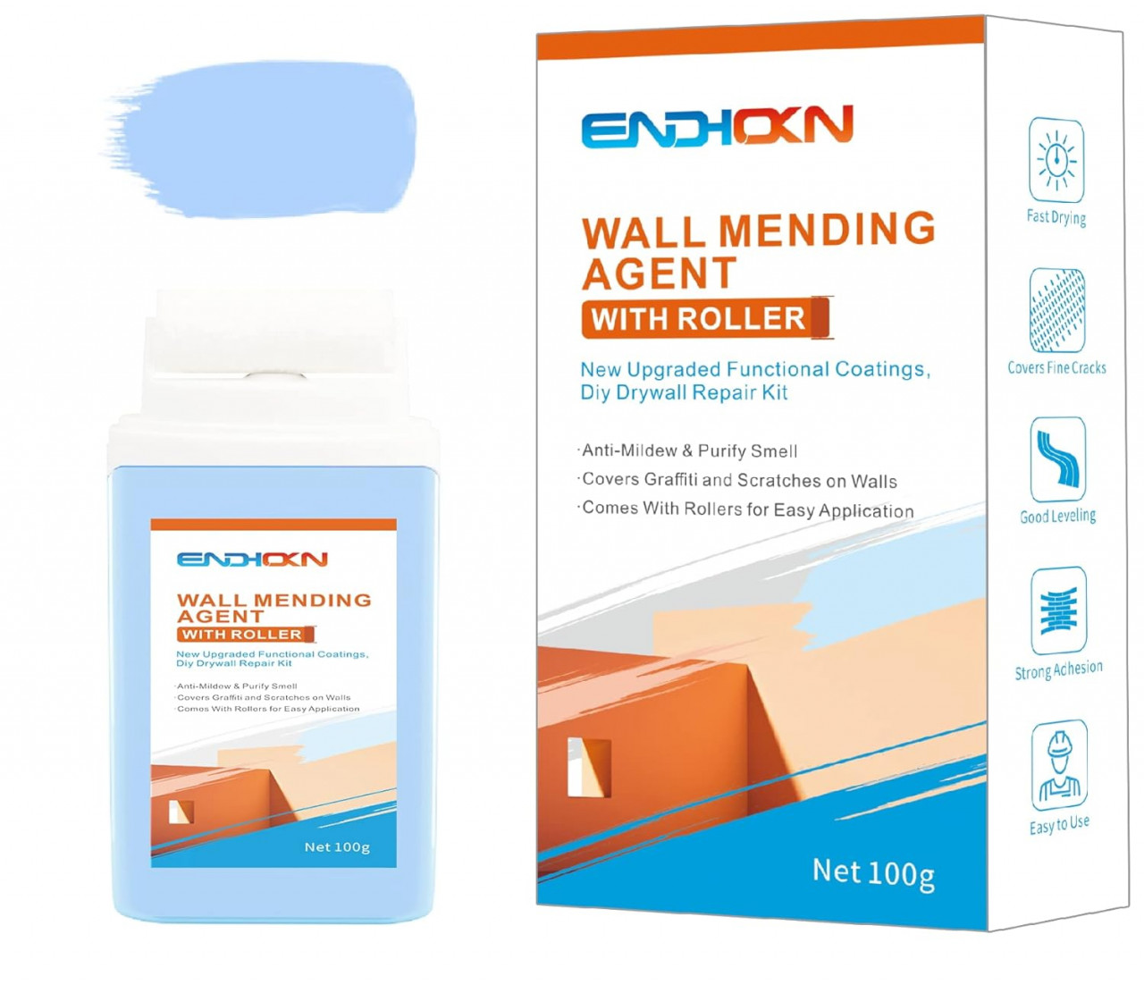 Kit pentru repararea peretilor Endhokn, albastru, 100 g