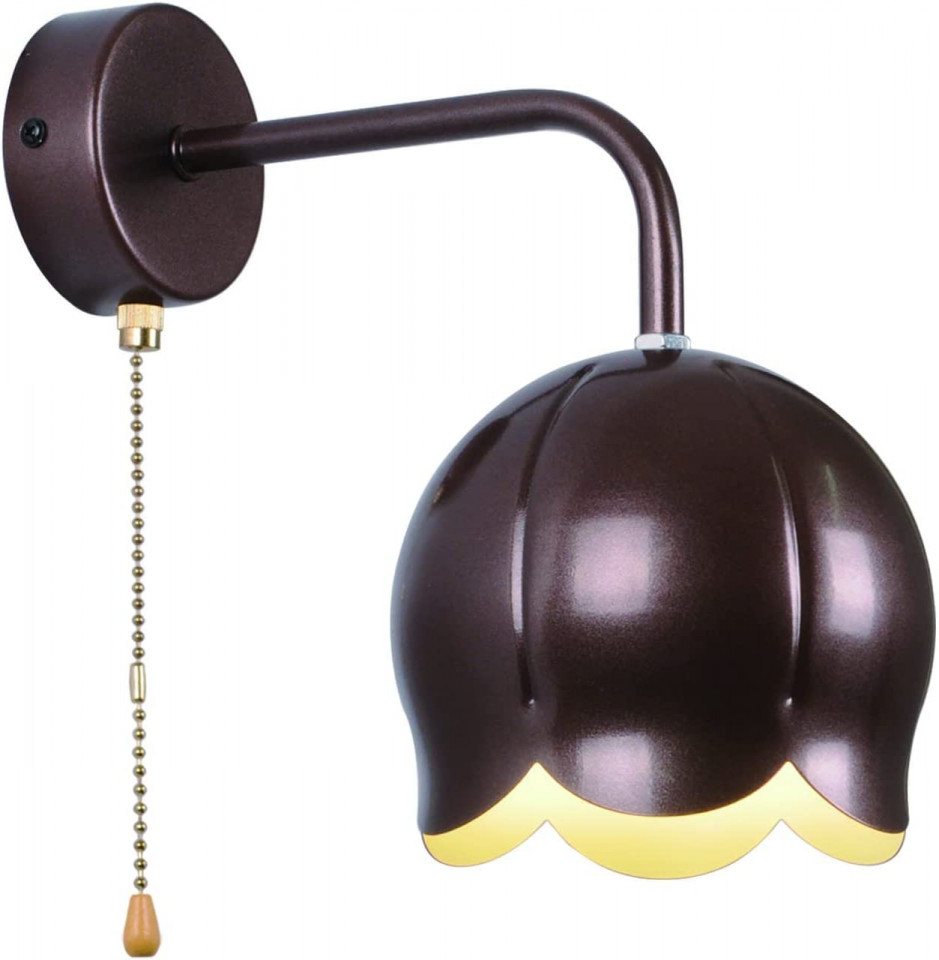 Lampa de perete cu maner comutator MOCUI, Lalea, otel aliat, brun, 21 x 23 x 12,3 cm