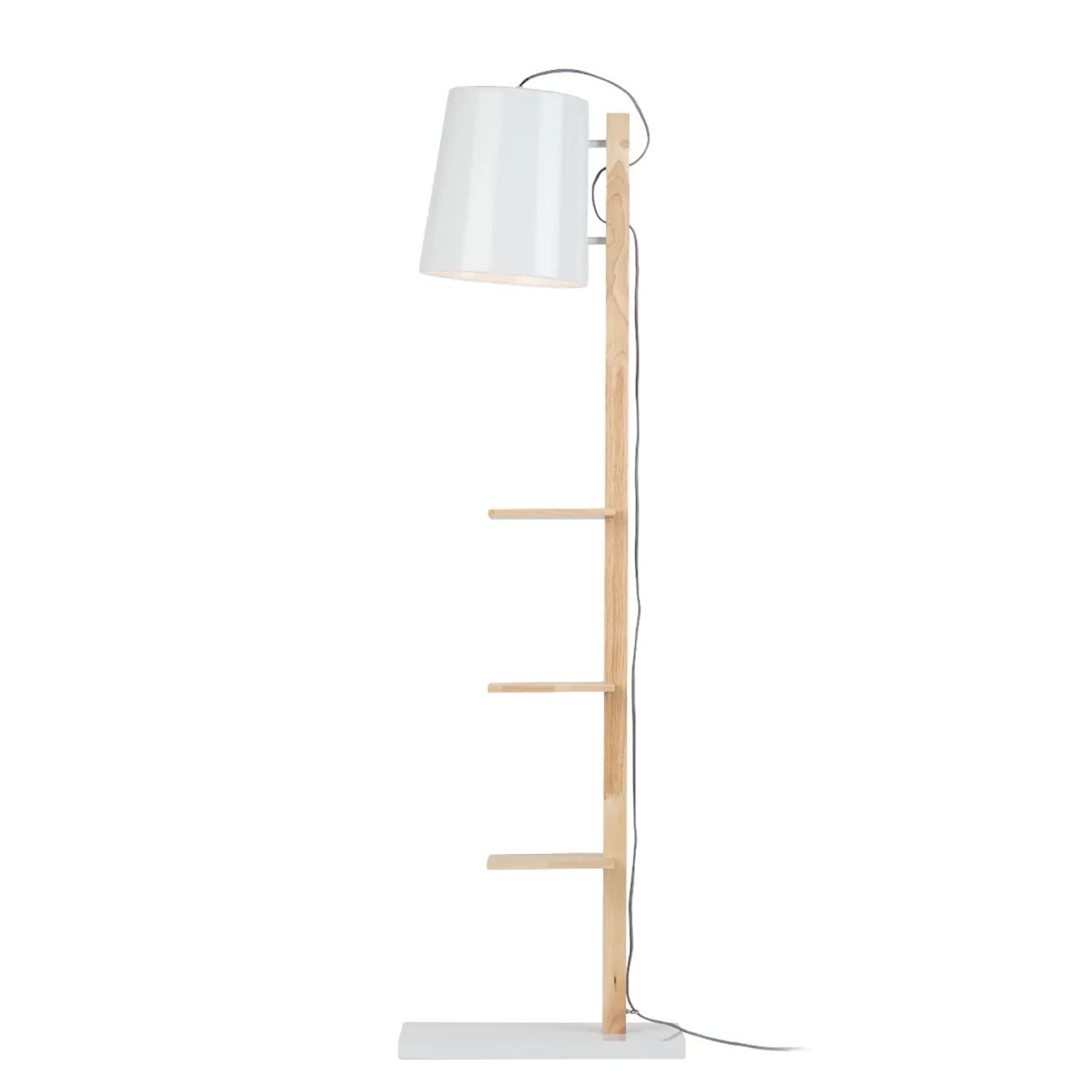 Lampadar Cambridge, metal/lemn, alb/natur, 38 x 25,5 x 168 cm