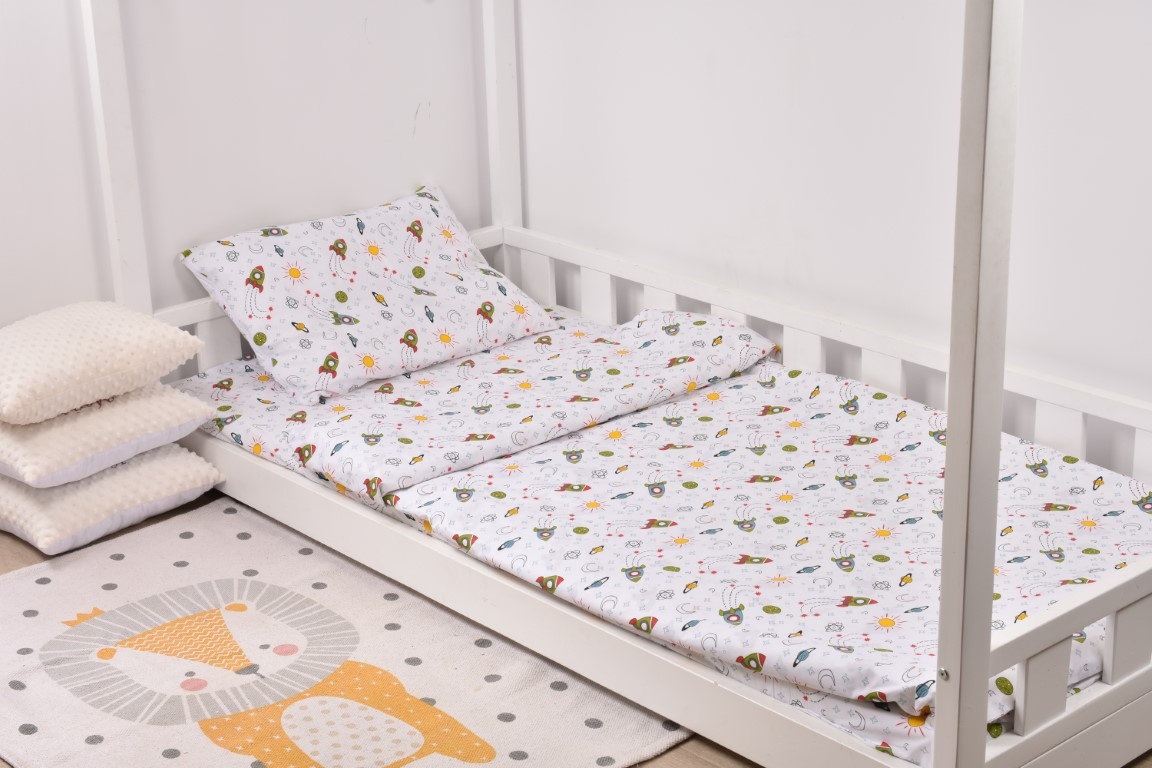 Lenjerie pat 90x200 cm, 3 piese model rachete