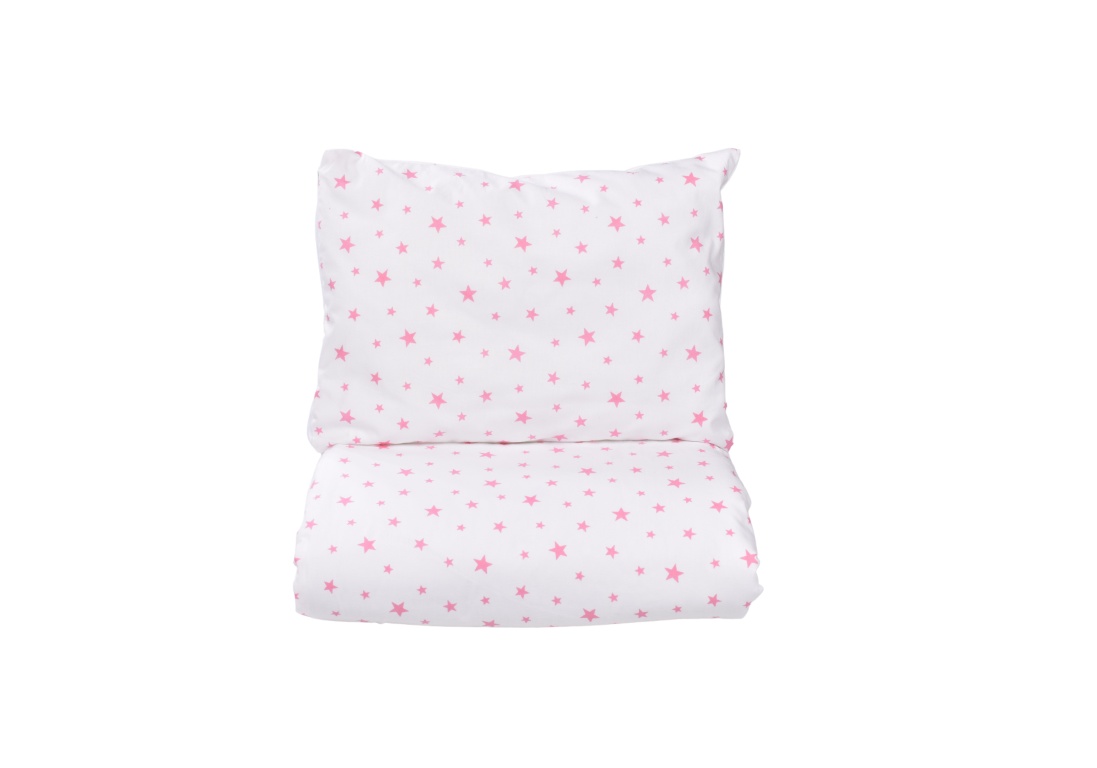 Lenjerie patut gradinita 3 piese patut stivuibil bumbac 100% model Stelute mici roz